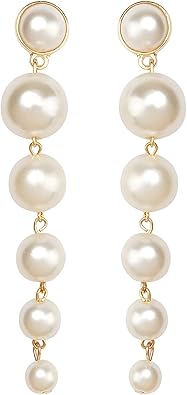 Statement Wedding Bridal Earrings Set, 18K Gold Earrings for Women, Large Oval Hoop Earrings, Long Imitation Pearl Drop Earrings as Birthday Christmas Gifts