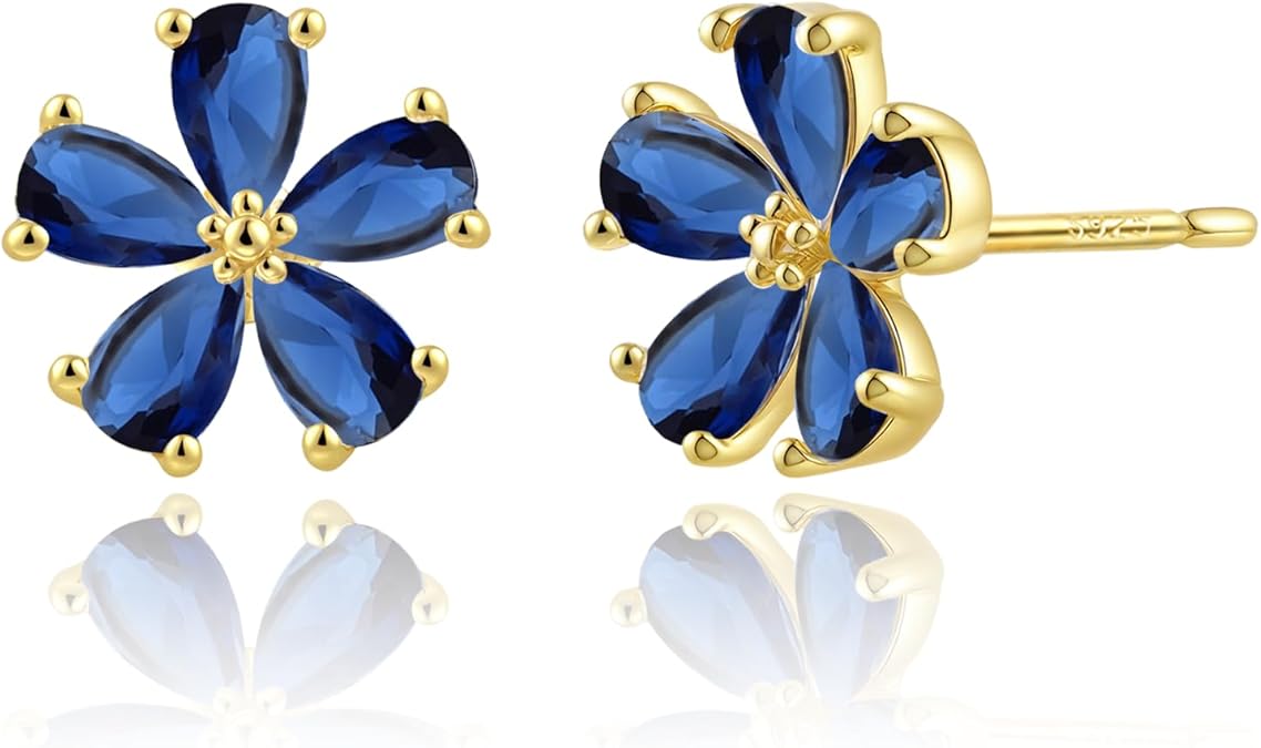 Dainty 14K Gold Plated Cubic Zirconia Jewelry with 925 Sterling Silver Post | Gift for Sensitive Ears, Daily & Occasions